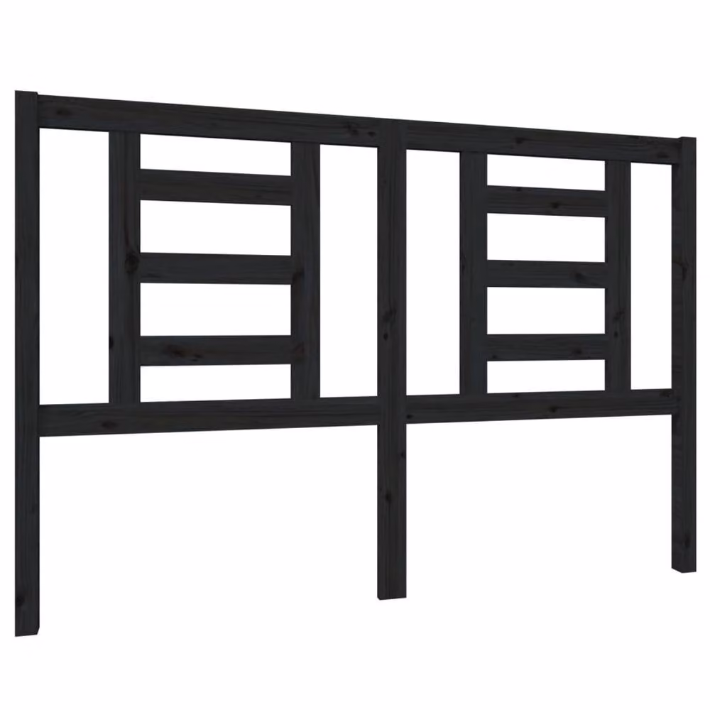 Berkfield Home Beautiful Black Solid Pine Wood Bed Headboard W: 146 cm, D: 4 cm, H: 100 cm – 3