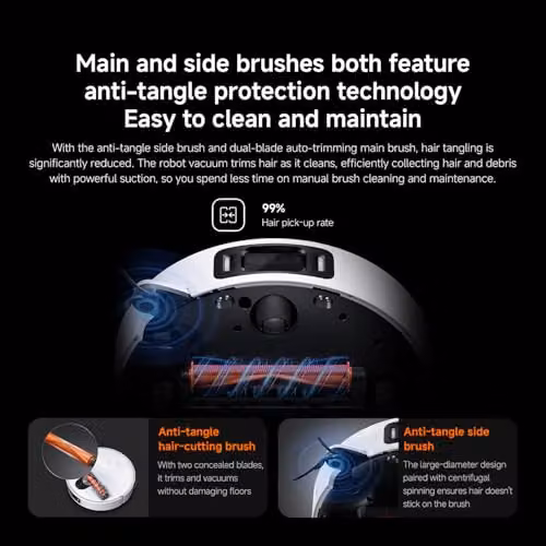 Xiaomi 5 Pro Robot Vacuum Cleaner and Mop with AI Obstacle Avoidance and App Control, White – 6