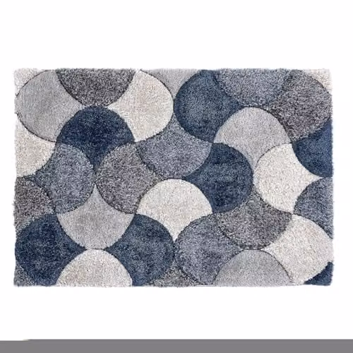 Phoenox Textiles Limited Origins 3D Scallop Navy Blue Rectangular Rug, W: 160 cm, D: 230 cm – 1