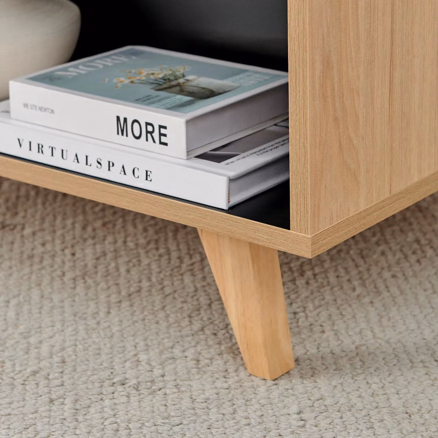 FurnitureboxUK Bisset Off-White and Wood Effect Rectangular Storage Coffee Table – 3