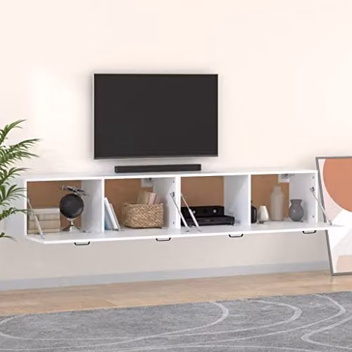 vidaXL Set of 2 White Wall-Mounted Cabinets in MDF, W/D/H: 100 x 36.5 x 35 cm – 2