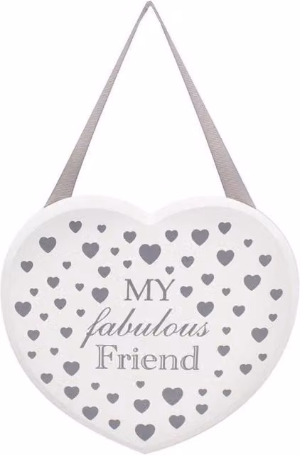 KDMD Heart My Fab Friend Plaque 2 Pack in White
