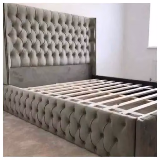 HOB Furniture Lincoln Upholstered Double Bed in Black and Grey