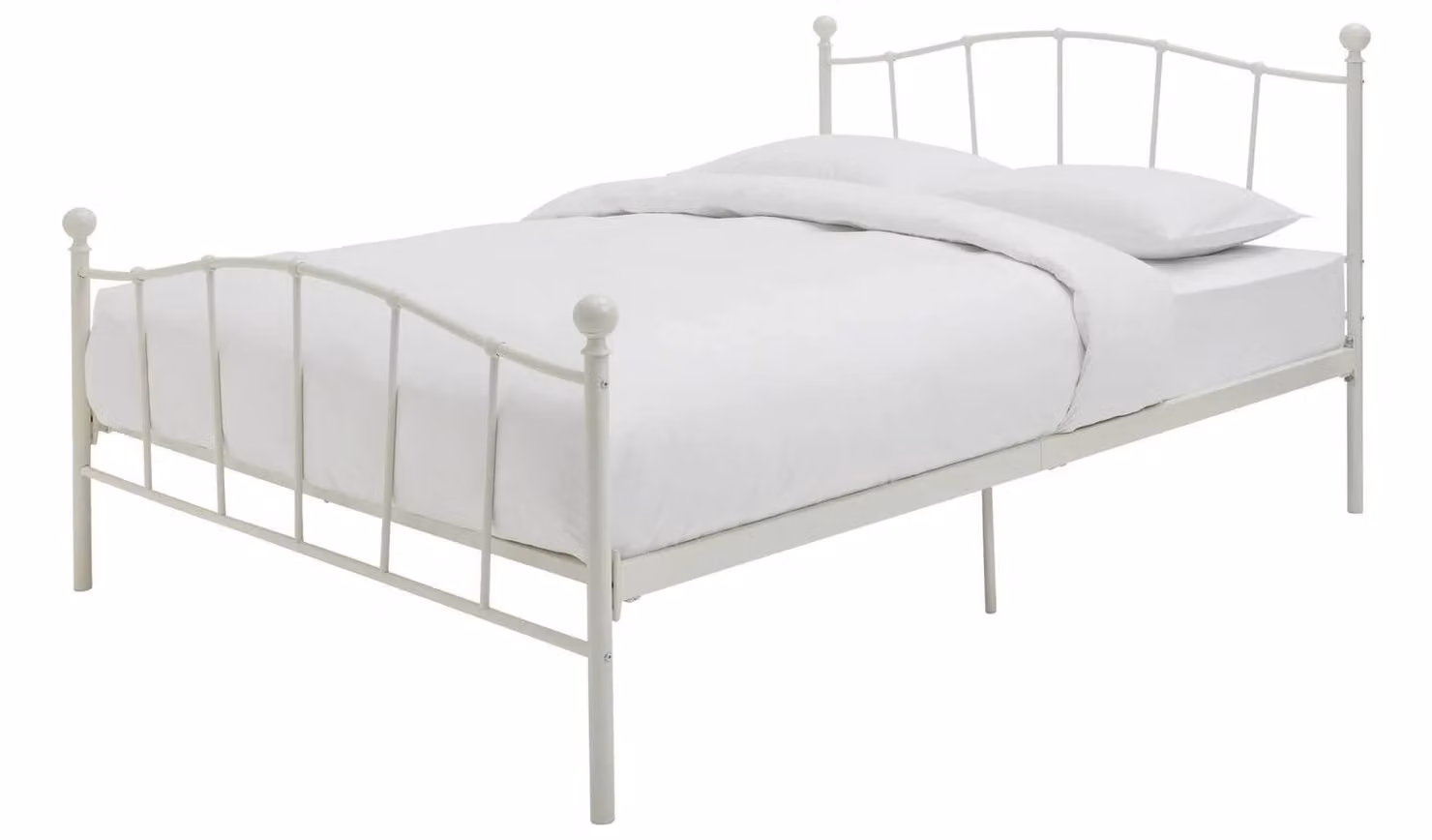 Fleur Double Metal Bed Frame in White