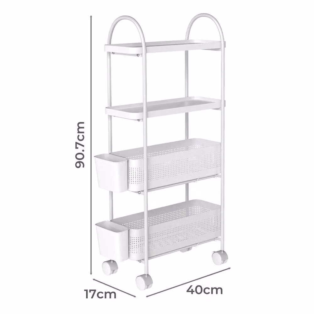 EONLION 4 Tier Metal Kitchen Trolley Cart in White, Height: 100 cm – 2