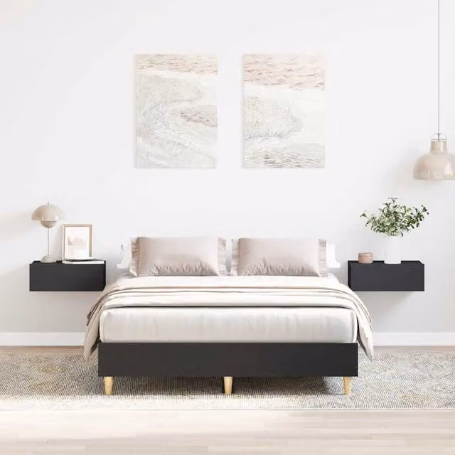 Berkfield Home Small Double Bed Frame in Black, Engineered Wood, W/D/H: 120 x 190 cm