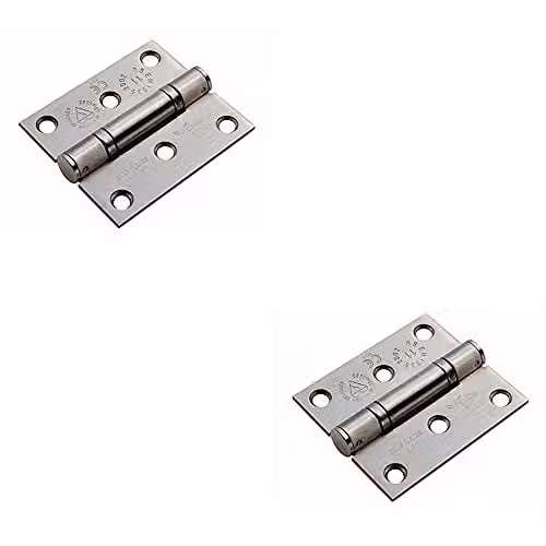 Loops 2 Pack Ball Bearing Hinges in Satin Stainless Steel, W/D/H: 76 x 67 x 2.5 mm