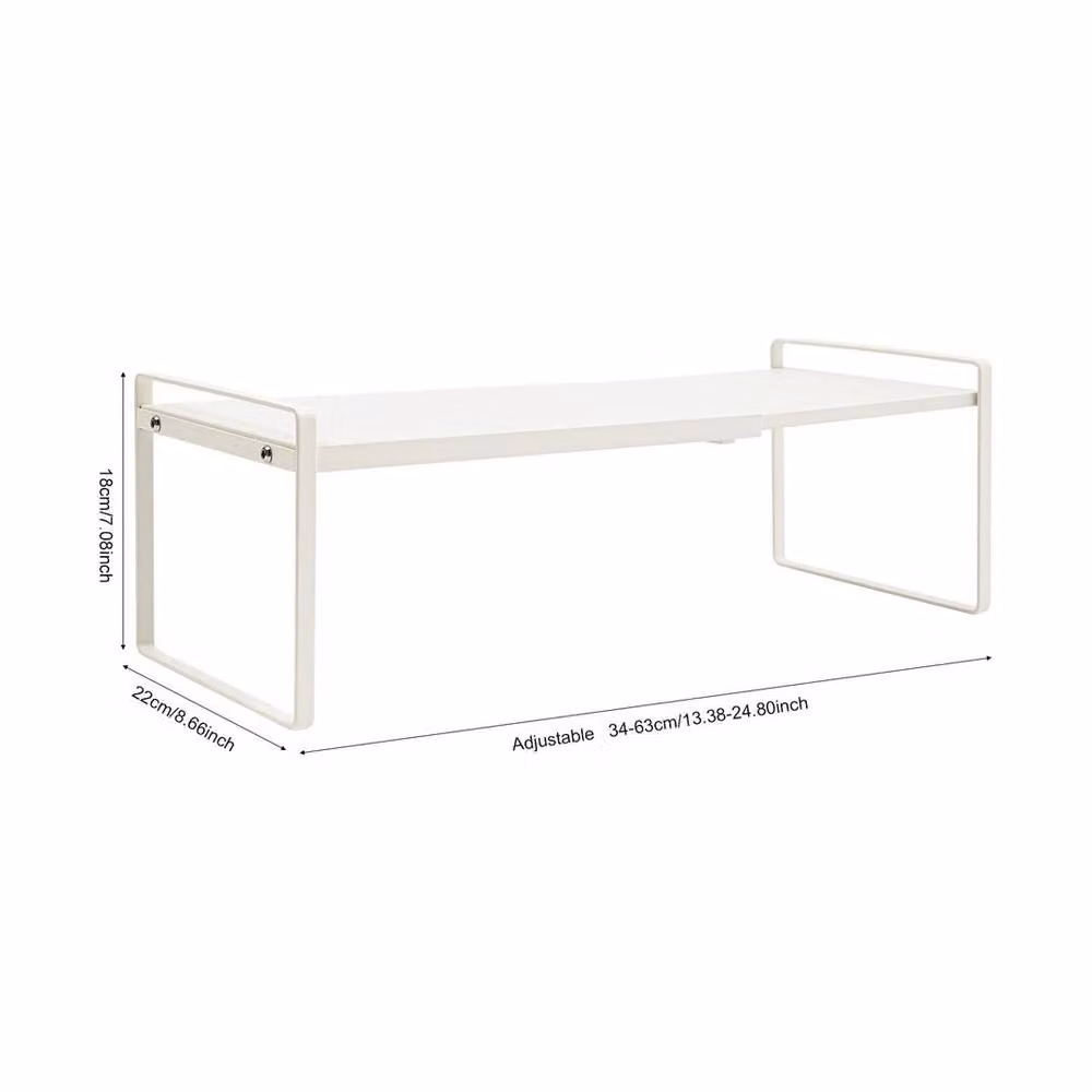 EONLION Expandable Metal Kitchen Cabinet Shelf Organiser, White, Width: 100 cm – 2