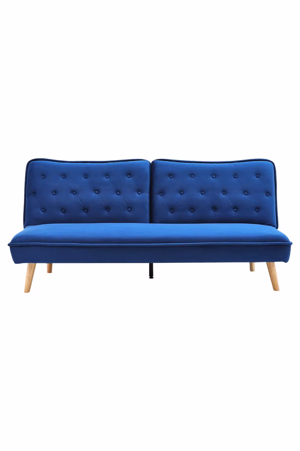 Livingandhome 2-Seater Convertible Upholstered Fabric Sofa Bed in Blue – 3
