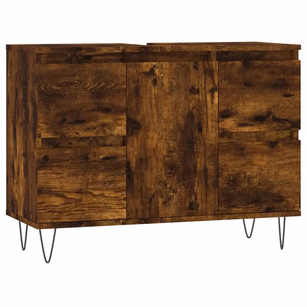 Berkfield Home Smoked Oak Bathroom Cabinet in Brown, W: 80 cm, D: 33 cm, H: 60 cm – 2