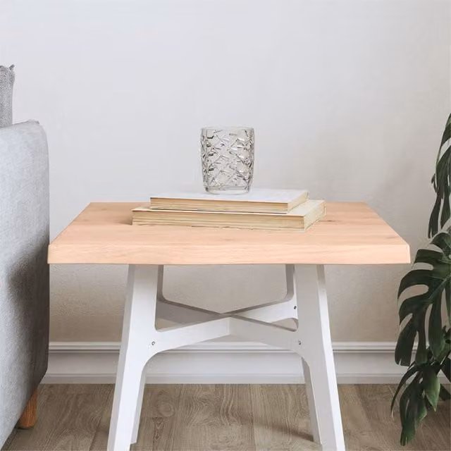 Berkfield Home Untreated Solid Oak Live Edge Table Top, Brown, W/D/H: 40 x 40 x 2 cm – 1