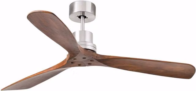Faro Lantau 6 Speed Ceiling Fan with Remote Control in Silver and Brown Metal