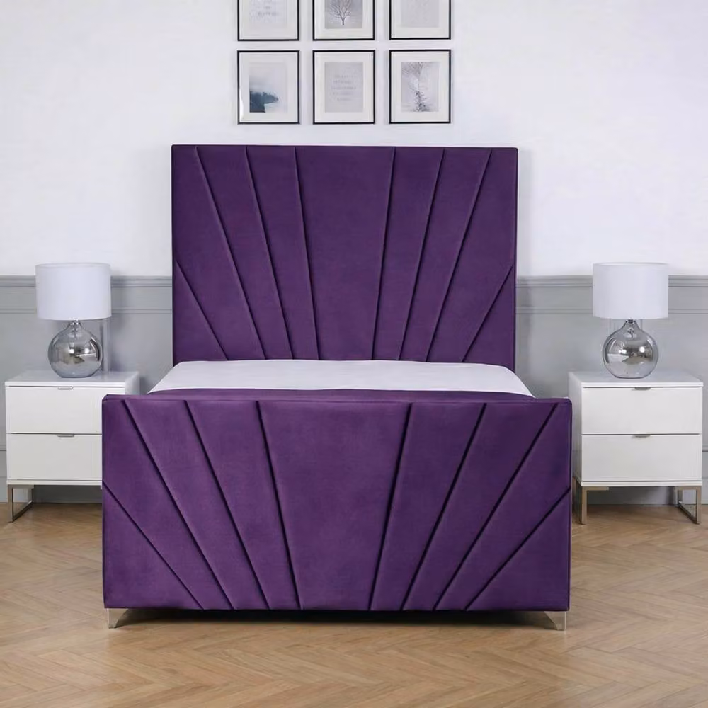 Living Comfort Bedz Lumina Purple Velvet Upholstered Gas Lift Storage Bed with 48 Inch Headboard, W/D/H: 180 x 200 cm – 2