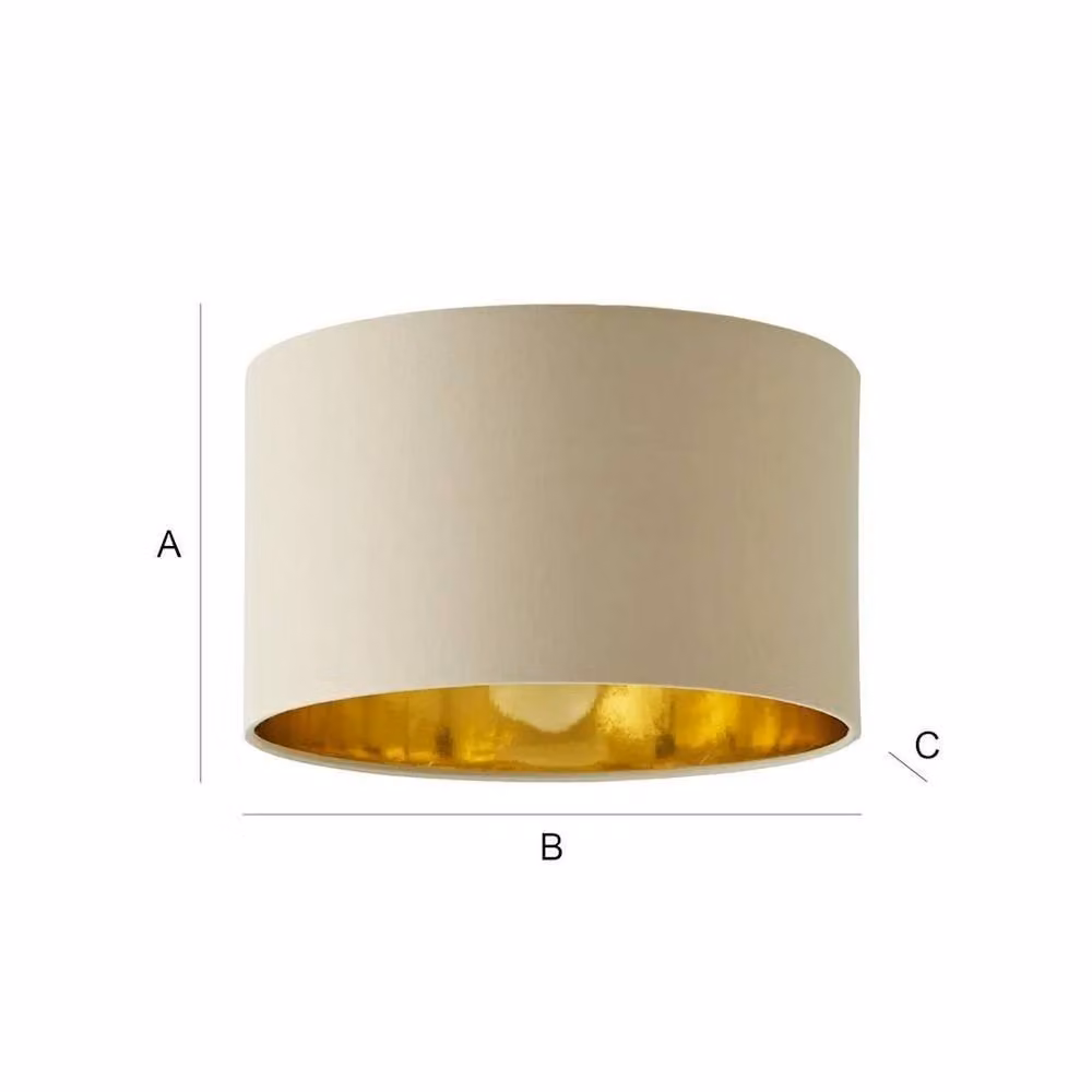 FORGEVIO Modern Cylinder Fabric Lampshade Ceiling Light in Natural Gold/Brass – 2