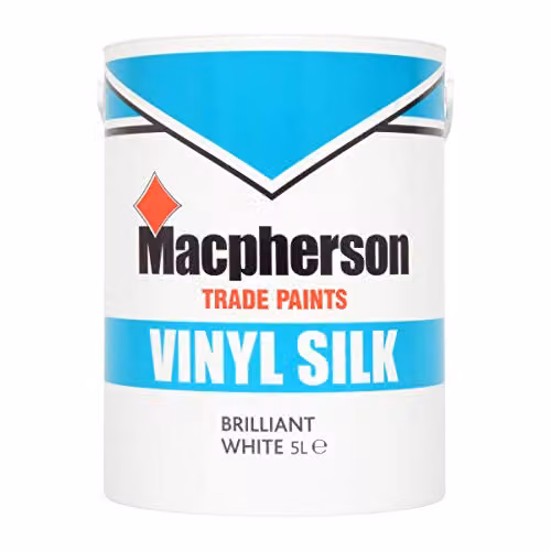 Macpherson Vinyl Silk Brilliant White Satin Gloss Paint, 5 l