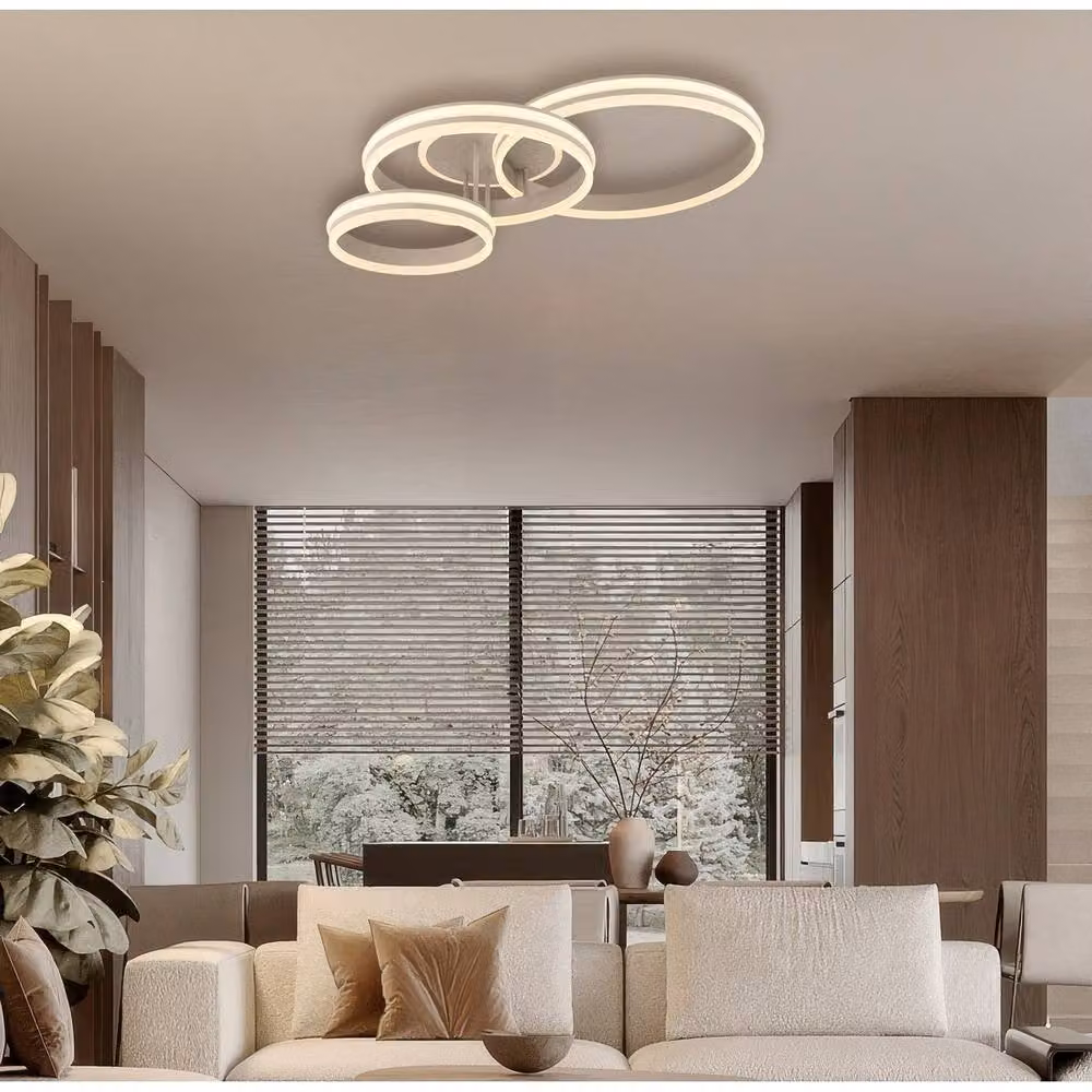 Netlighting Rubio Semi Flush Ceiling Light in Matt Sand Beige with Warm White LED – 2