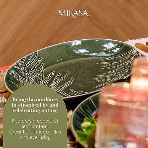 Mikasa Jardin Green Stoneware Oval Serving Platter – 3