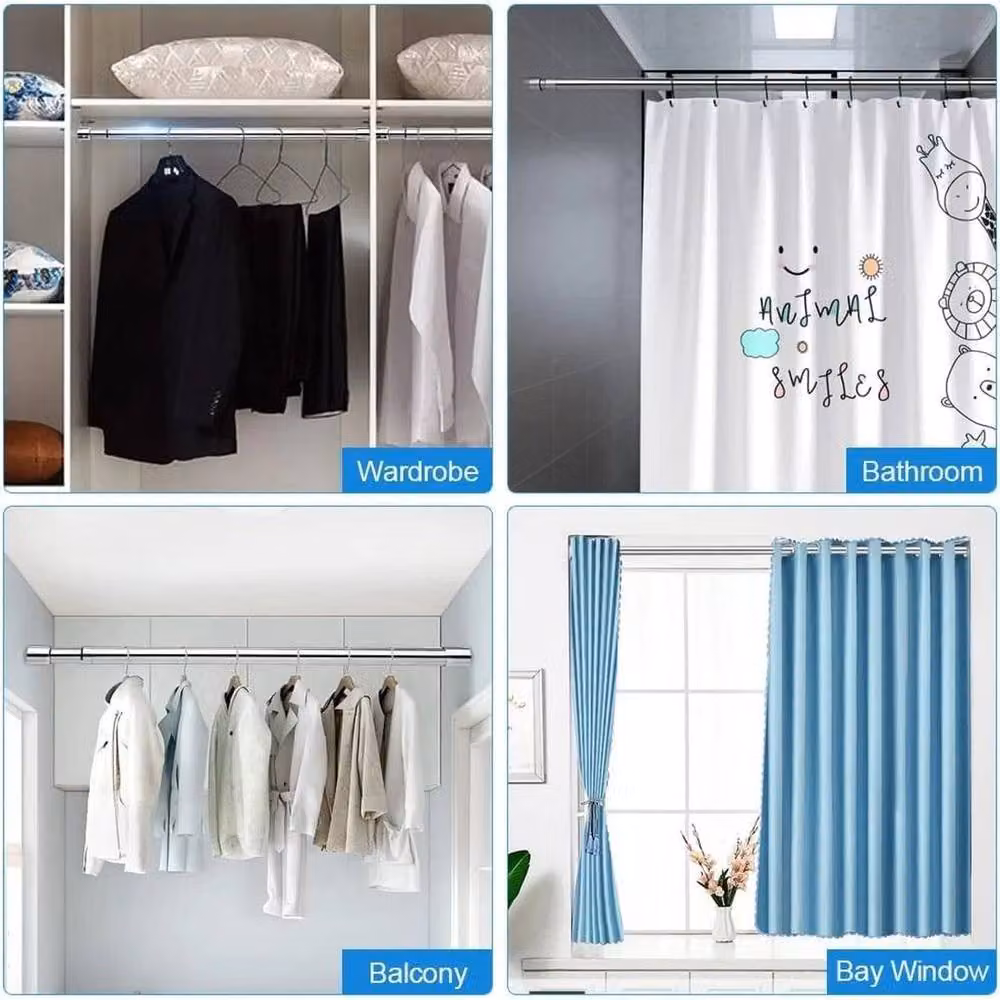 EONLION Extendable Stainless Steel Wardrobe Rod in Polished Silver, Width: 88-160 cm – 3