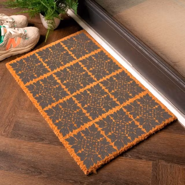 Artsy Grey Mosaic Tiles Pattern Coir and PVC Doormat, W: 60 cm, D: 40 cm