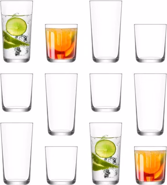 LAV 12-Piece Assos Transparent Glass Tumbler Set