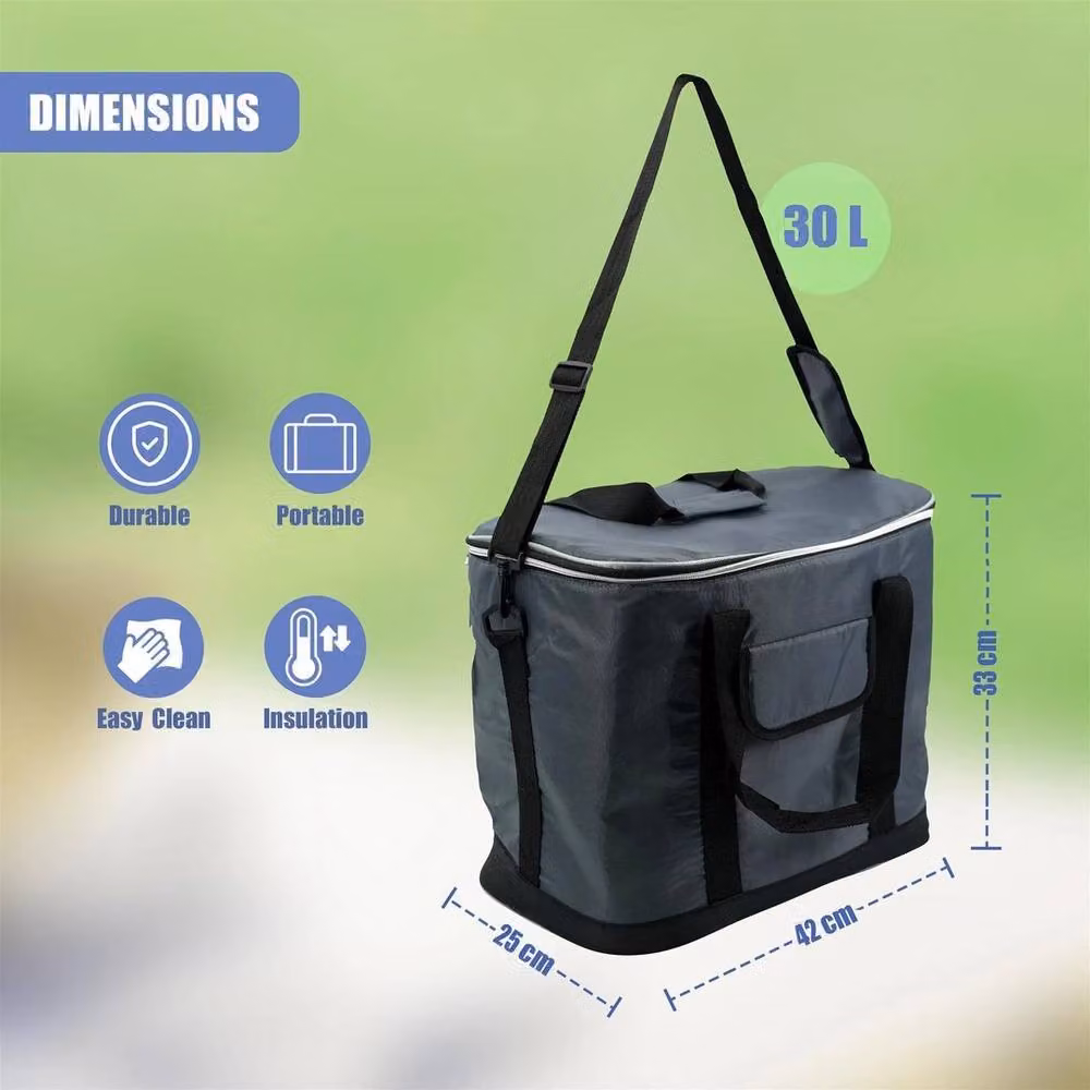FLAVORA Zip Up Insulated Cooler Tote Bag with Shoulder Strap in Grey – 5