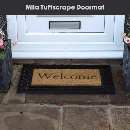 JVL Mila Embossed Coir and Rubber Tuffscrape Doormat in Brown and Beige, W: 45 cm, D: 75 cm – 3