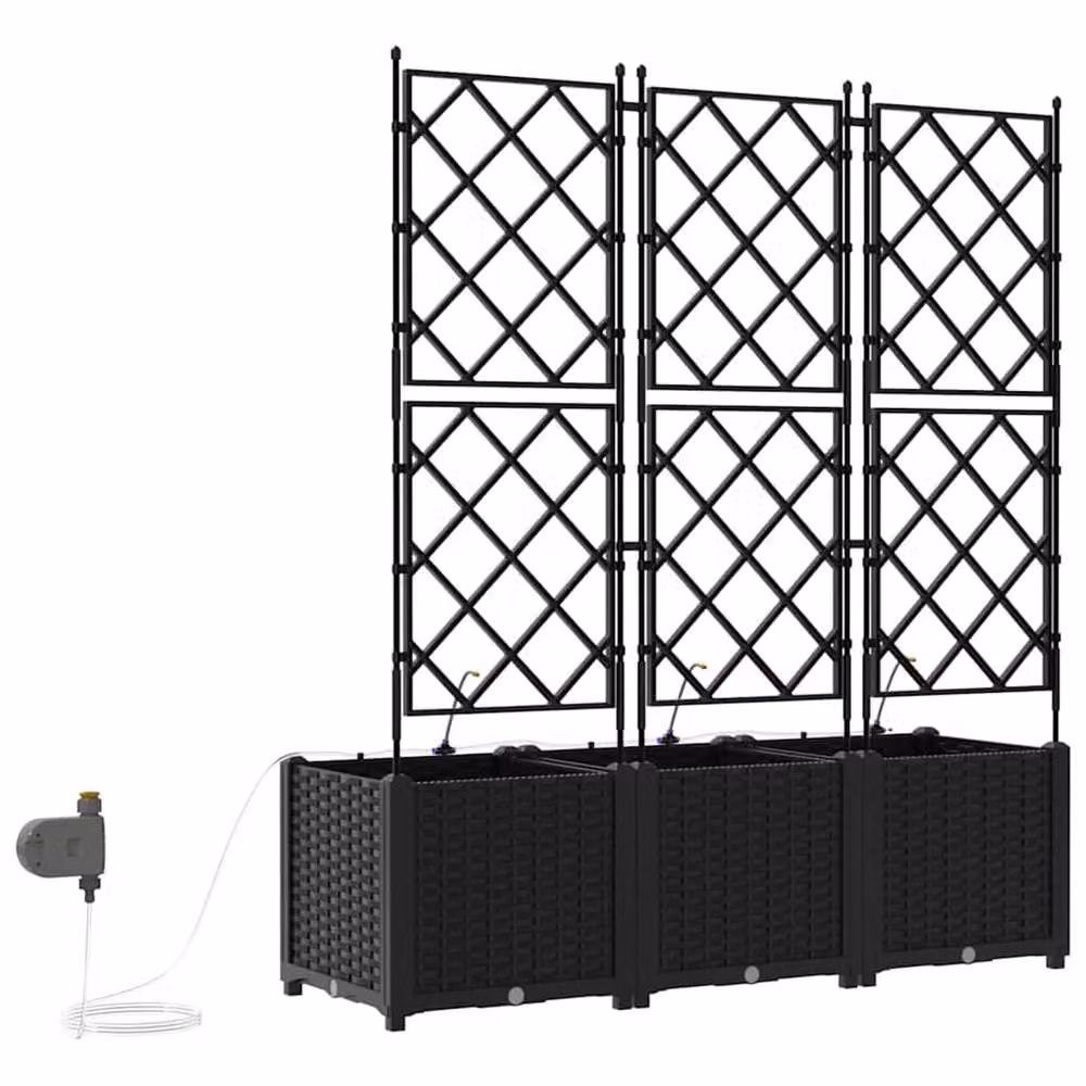 Berkfield Home Garden Planters with Water Irrigation System, 3 Piece Set, Black – 5