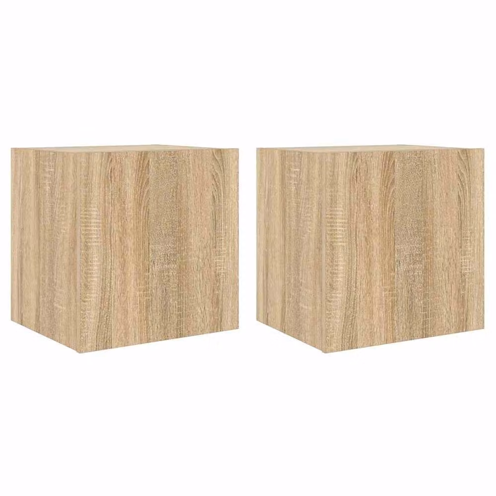 Berkfield Home Set of 2 TV Wall Cabinets with LED Lights in Sonoma Oak Tan, W/D/H: 40.5 x 35 x 40 cm – 2