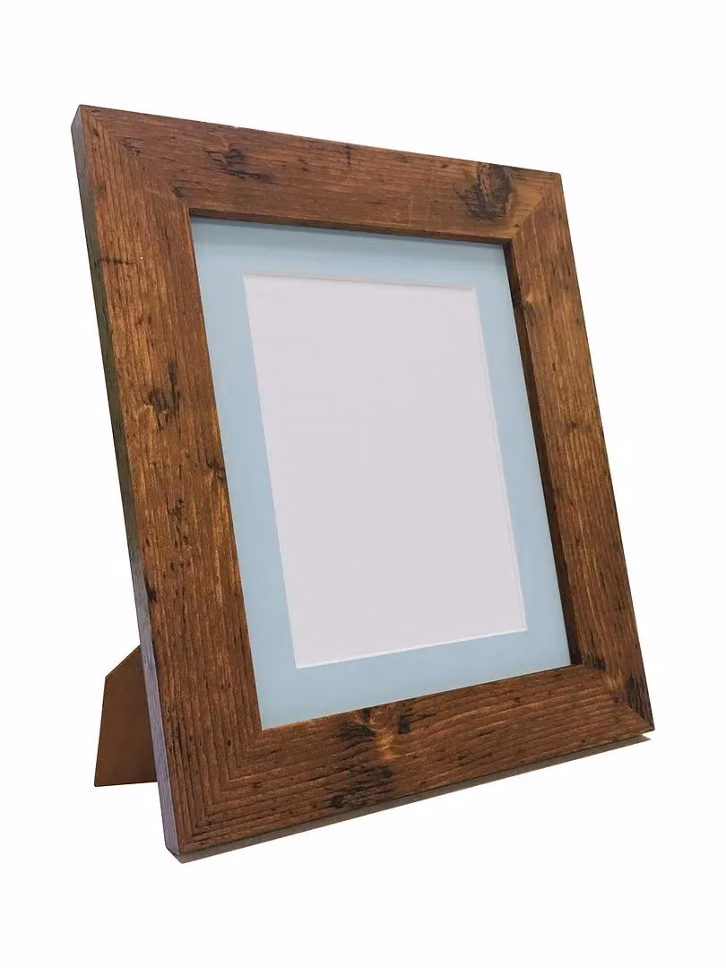 Frames & Mirrors 4U Metro Vintage Wood Frame with Blue Mount for 8 x 6 Inch Images in Walnut – 3
