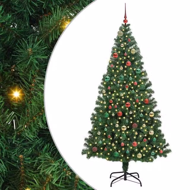 Berkfield Home Artificial Christmas Tree with 300 LEDs in Green, Height: 180 cm