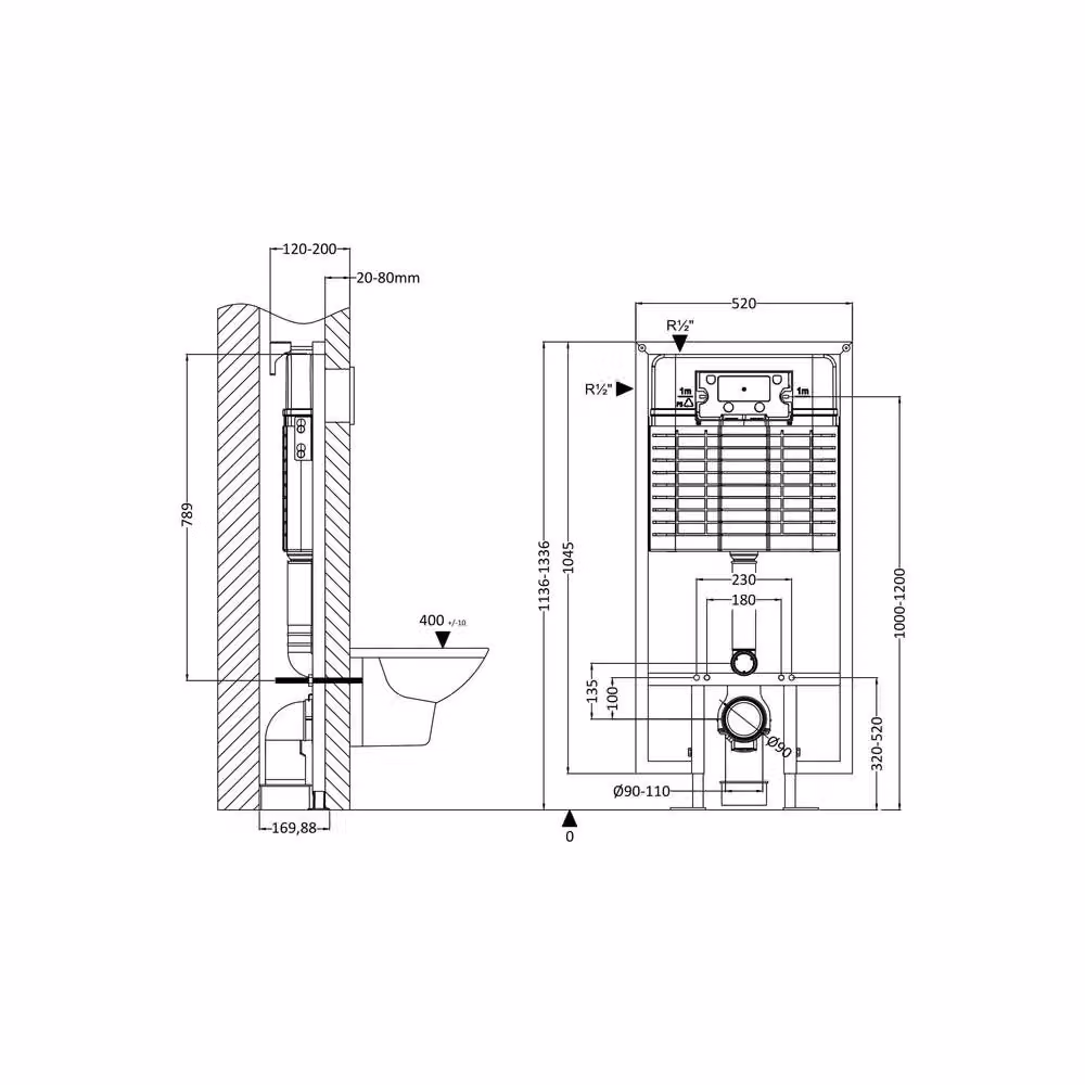 Balterley Dual Flush Concealed Cistern and Steel Frame System in Silver – 2