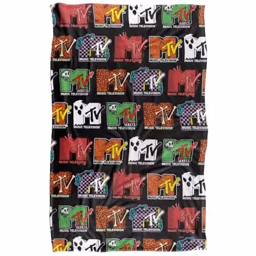 MTV Halloween Logos Super Soft Silky Touch Fleece Throw Blanket, Multicolour, W: 91.44 cm x L: 147.32 cm – 1
