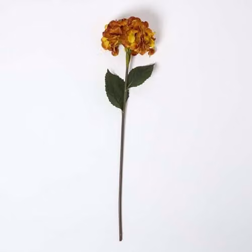 Homescapes Artificial Hydrangea Stem in Orange and Green, 81 cm – 1
