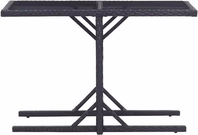 Berkfield Home Black Poly Rattan and Glass Rectangular Garden Table W/D/H: 110 x 53 x 72 cm