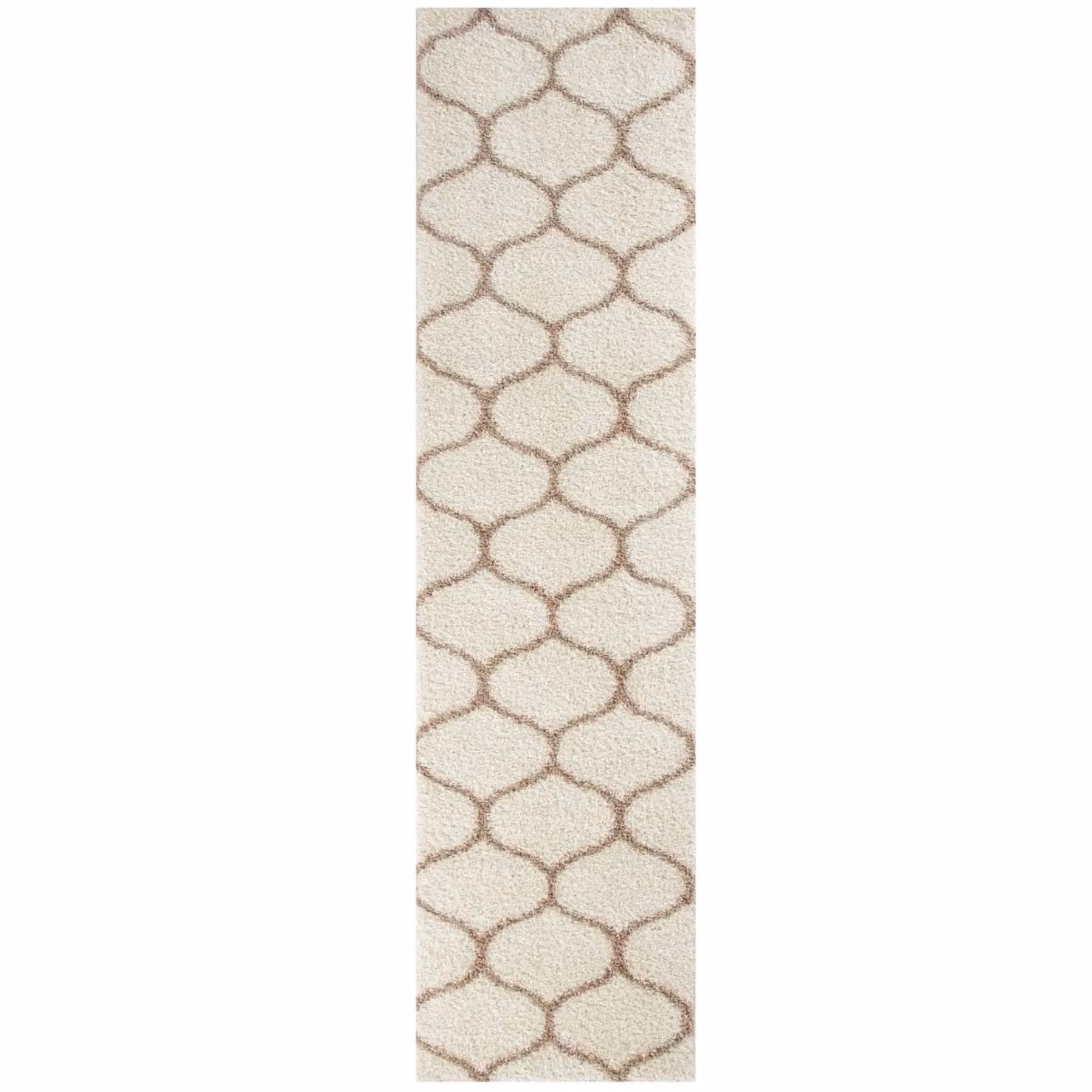 THE RUGS Moroccan Soft High Pile Shaggy Trellis Rug in Ivory, W: 140 cm, L: 200 cm – 4