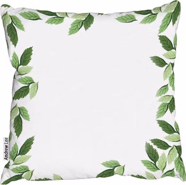 Andrew Lee Modern Floral Square Cushion in Green and White, 60 x 60 cm