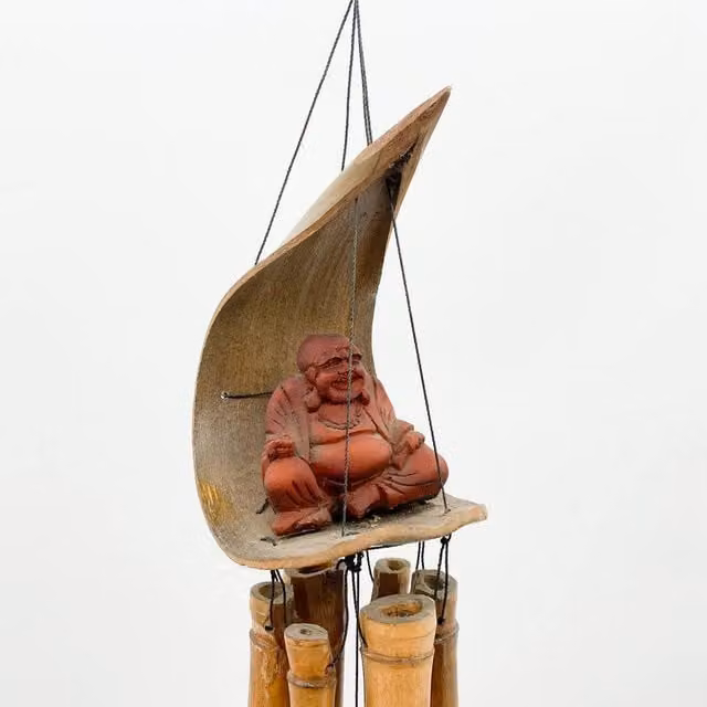 Minster Garden Happy Buddha Hanging Wind Chime, Brown, W: 30 cm, H: 50 cm – 1