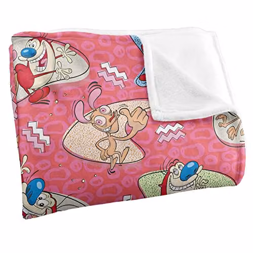 Ren and Stimpy Pattern Silky Touch Super Soft Fleece Throw Blanket, Multicolour, W/D/H: 91 x 147 cm – 2