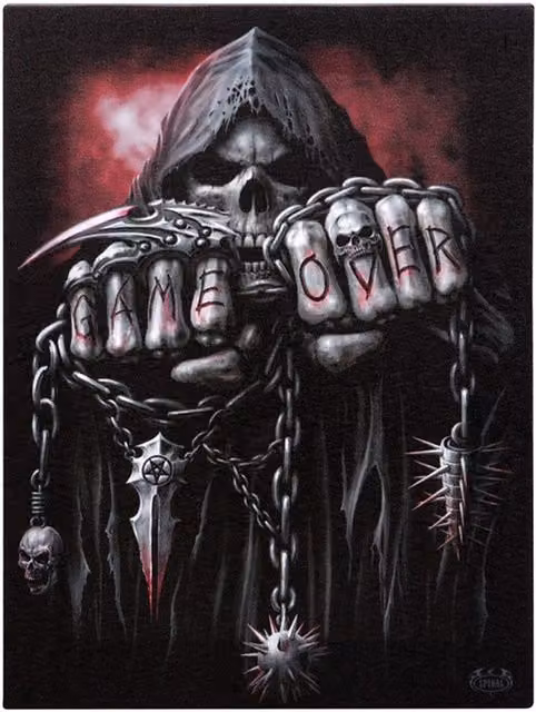 Spiral Direct Game Over Canvas Plaque in Black
