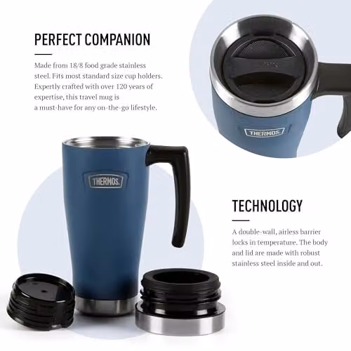 Thermos Icon Series Stainless Steel Travel Mug, Blue – 3