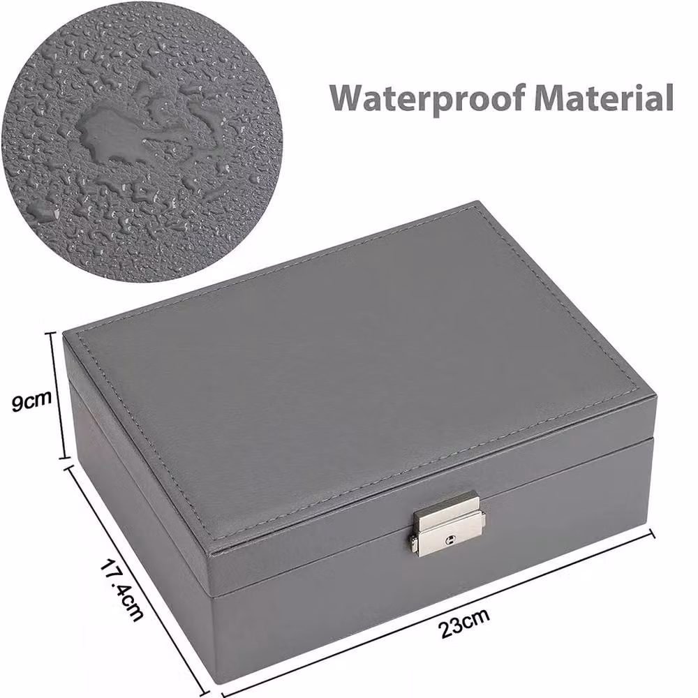 VOGREX 2 Layer Grey Metal Jewellery Box Organizer for Rings and Necklaces – 2