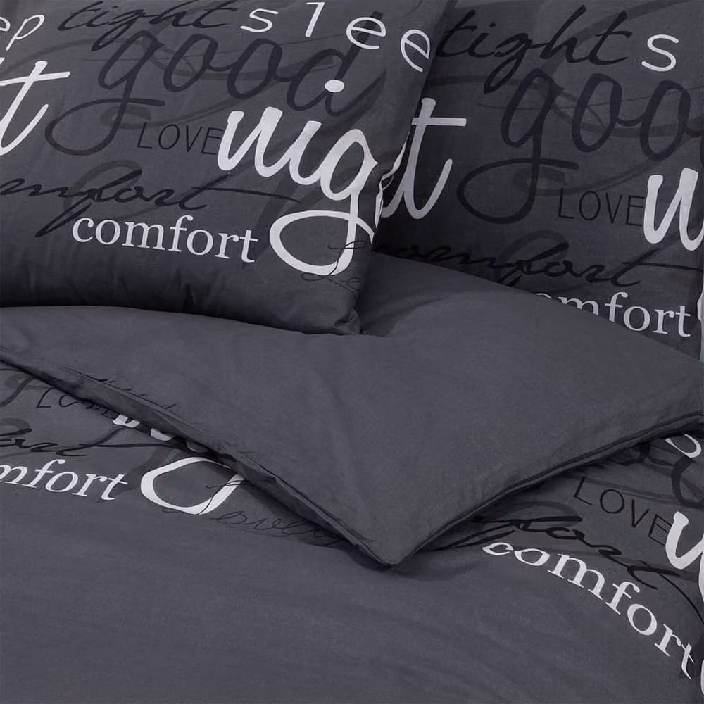 Berkfield Home Black Cotton Duvet Cover and Pillowcase Set, W: 135 cm x L: 200 cm – 3