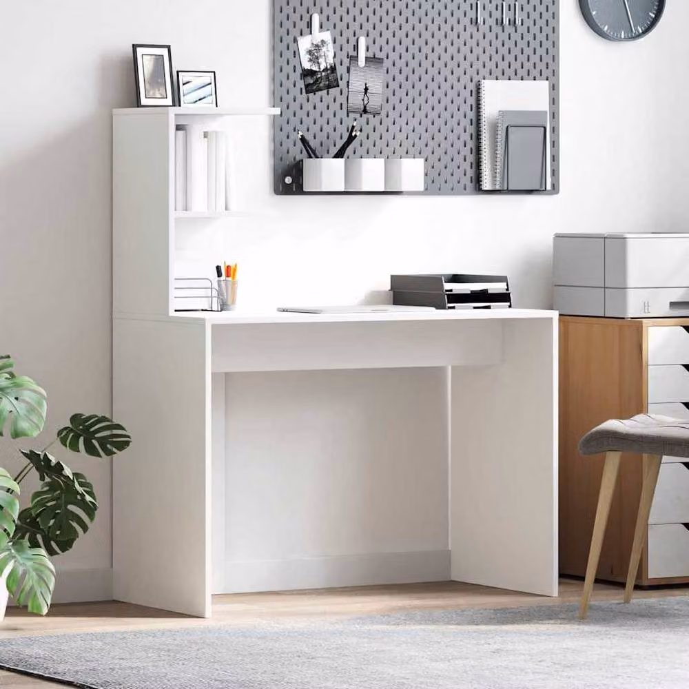 Berkfield Home White MDF Writing Desk with Decorative Inlays – 2