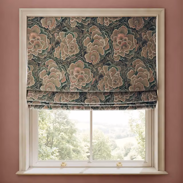 House of Hackney Trametes Velvet Blind in Hosta Green Floral Pattern