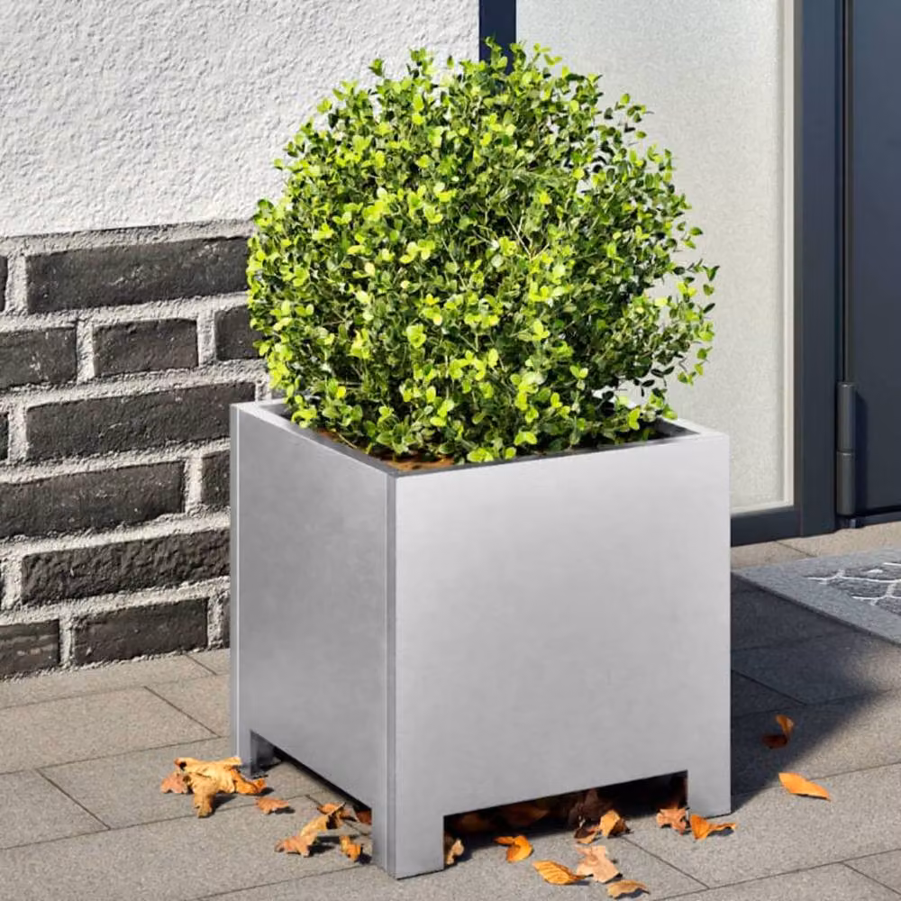 Berkfield Home Garden Planter Tubs, 2 Pack, Silver Galvanised Steel, W/D/H: 30 x 30 x 30 cm – 2