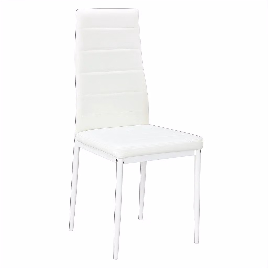 KOSY KOALA Brown Wooden Rectangular Dining Table with 4 White Leather Chairs – 2