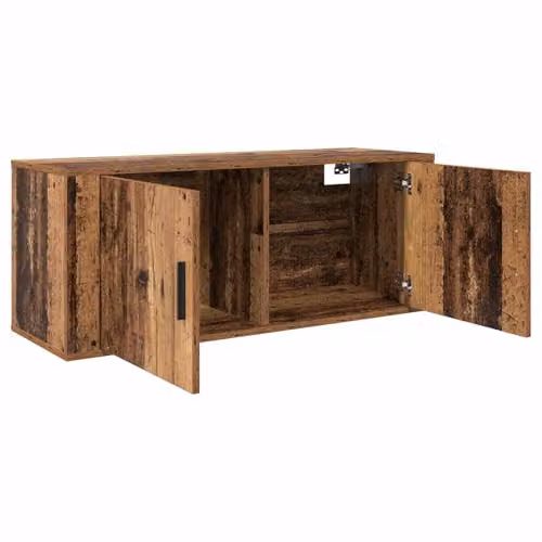 vidaXL 2-Piece Wall-Mounted Modern TV Cabinet Set in Brown Engineered Wood – 2