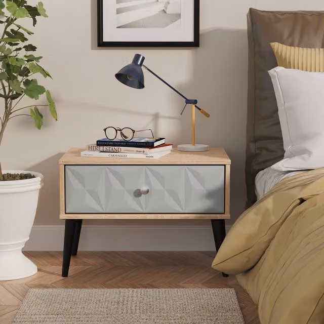 Ready Assembled 2 U Toledo Wide Side Table with 1 Drawer in Duck Egg Blue – 1