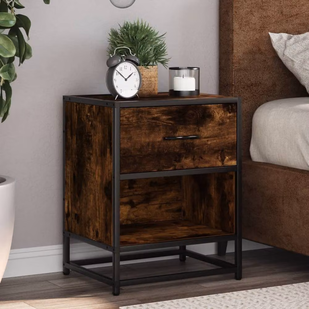 Berkfield Home Decorative Bedside Cabinets, 2 Piece Set in Smoked Oak Brown, W/D/H: 40 x 31 x 50 cm – 2