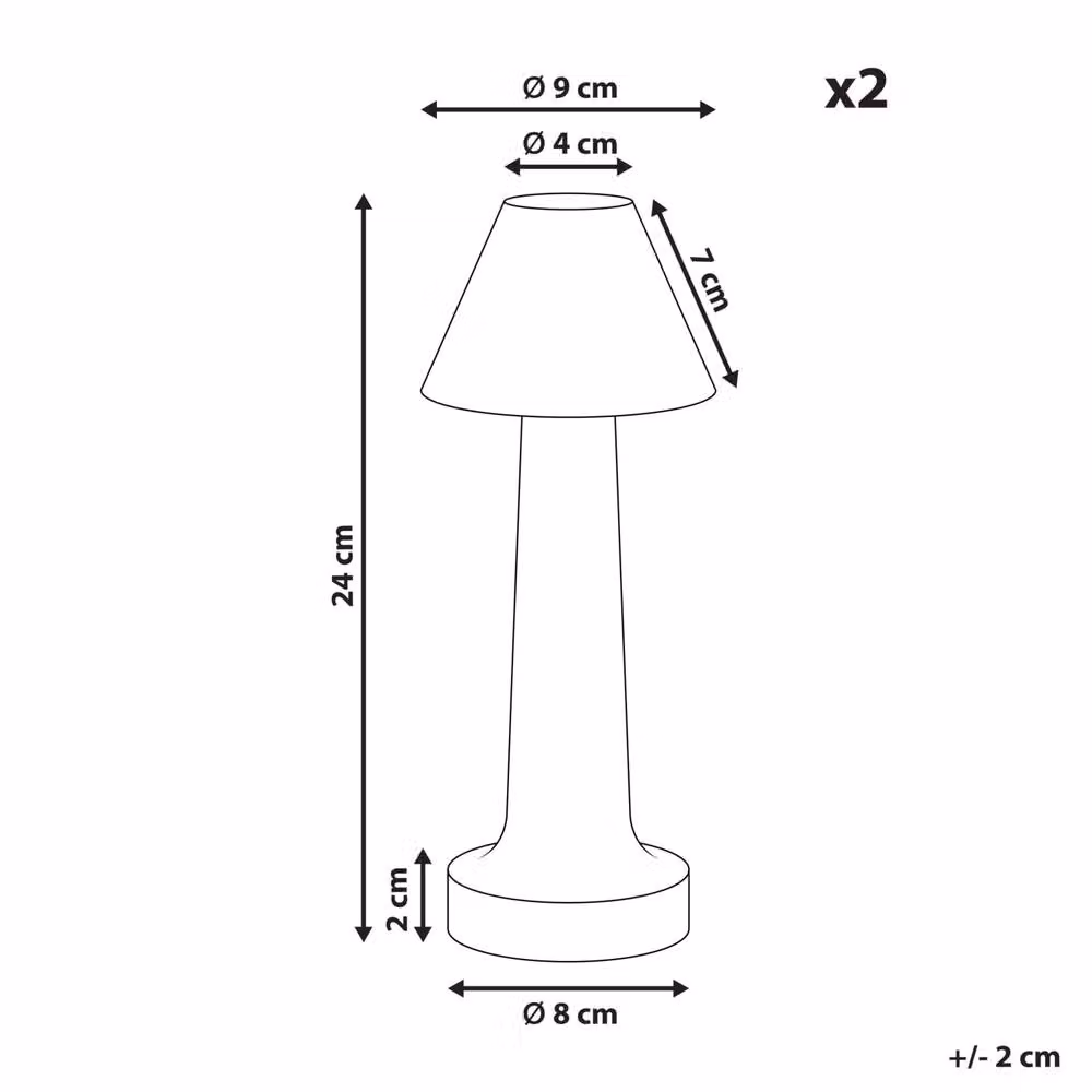 Wyld and Coco Set of 2 Black Minimalist Wireless Table Lamps with Dimmable Touch Control – 3